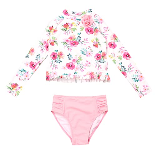 eKooBee Maillot de Bain à Manches Longues pour bébé Fille Motif Floral, Rose, 3 Ans Cover