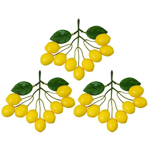 VORCOOL Lot de 3 faux fruits pour décoration de maison, cuisine, fête, citron, 9 têtes Cover