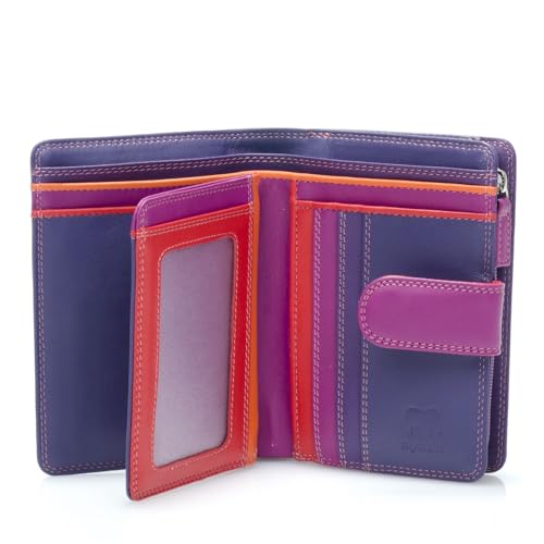 mywalit Medium Snap Leather Wallet | 9 Card Slots | ID Window & Zip Coin Pocket | Sangria Multi | Stylish & Compact Accessory for Men & Women | Perfect for Everyday Use2