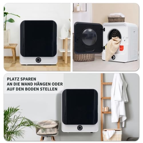 Secador compacto para pared: 4,5 kg de capacidad, acero inoxidable, calentador PTC, pantalla, 5 programas, protección contra sobrecalentamiento, silenciosa y eficiente secadora de aire para casa o