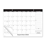 Nekmit 2020 Monthly Desk/Wall Calendar, Ruled Blocks, 16-3/4 x 11-4/5 Inches, Blue/Black