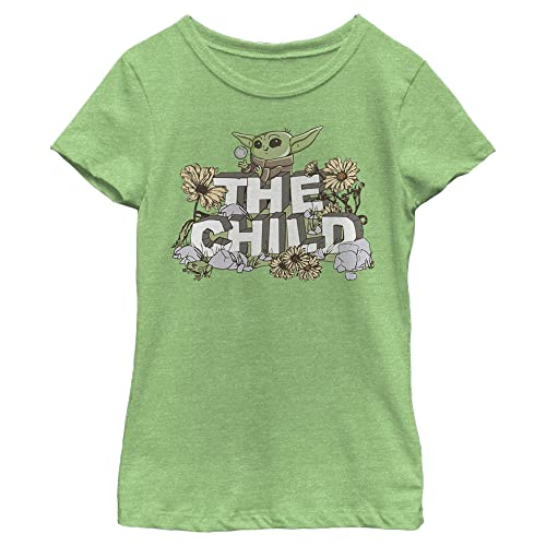 T-shirt Mandalorian fille pour l'école et les loisirs motif floral vintage vert pomme taille S