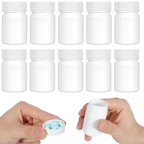 MALUGOGO Set da 20 Bottiglie Portapillole da 50 Ml Bianche, Contenitori per Pillole Piccoli e Portatili, Custodia da Viaggio per Farmaci Chiusura Ermetica