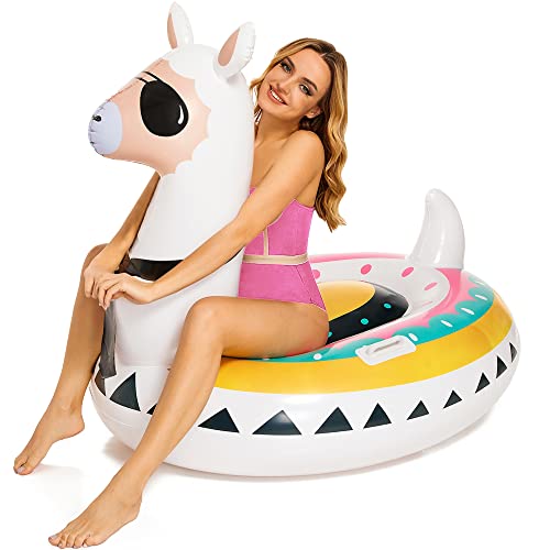 Triumpeek Inflatable Llama Pool Float, 51' Fiesta Alpaca Pool Floaties, Novelty Fun Water Inflatable Ride-On for Summer Swimming Pool Party Decoration Toys for Adults