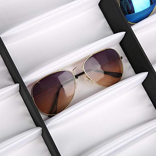 Boîte de rangement pour lunettes GOTOTOP noire à 18 compartiments sur table
