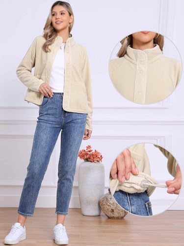 Allegra K Fleece Jacket for Women Fall Jackets 2025 Casual Long Sleeve Button Down Winter Coats with Pockets2