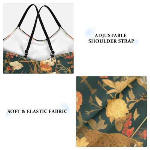 Skeleton Cats Flowers Happy Halloween Moss Green Kids Girls 1 Piece Swim Suit Summer Swimwear Adjustable Strap UPF 50+3