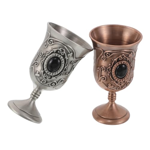 OKUMEYR 2piezas Copa De Vino De Metal Vintage Cáliz Medievales Copas Romanas De Cáliz Vikingo Para Decoración De Halloween y Ceremonias