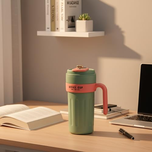 Image of NYRWANA Smart Coffee Travel Mug 650ml | 304 Stainless Steel Vacuum Insulated Cup | LED Touch Screen Temperature Display | Leak-Proof Flask for Hot & Cold Drinks, Office, Travel & Outdoor (Green Pink)