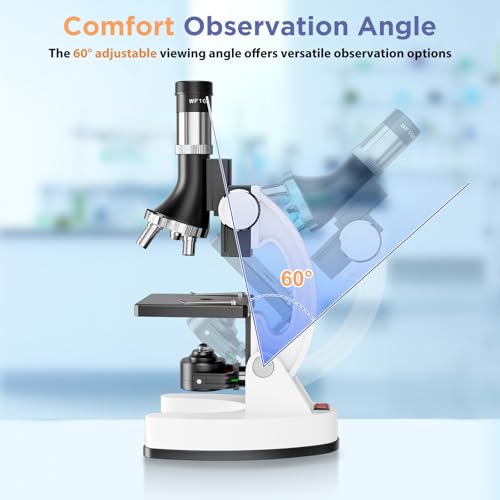 Image of MAXLAPTER 100X-1200X Kids Microscope Kit: Children Microscopes Set | Nature Exploration STEM Science Microscopio with Metal Frame Slides LED Light Portable Carrying Box for Student Beginner