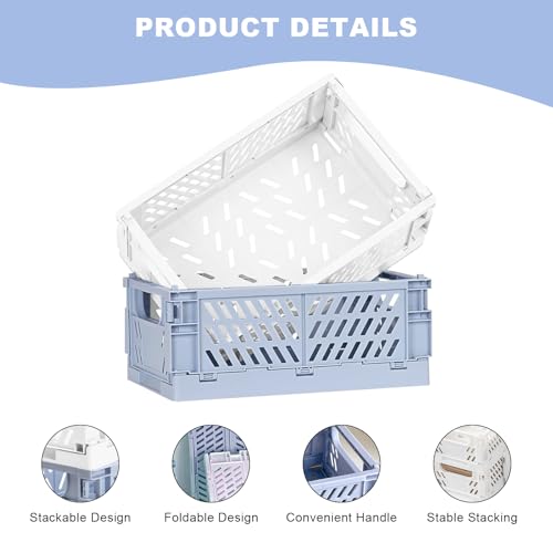 Pmueuff 2 Stücke Klappbox, 25 x 16 x 10cm Aufbewahrungskorb Faltbar Groß Stabil Klappkiste Plastik, Stapelbar Klappkorb Kunststoff Aufbewahrungskorb für Küche Badezimmer Büro Kinderzimmer Schlafzimmer