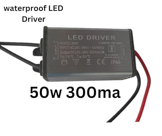 Image of 21 Quantity, 50Watts, 300mA, LED Flood Light Driver, Input: AC 175V-265V, Output: DC 120V-160V, IP-65 Waterproof, BIS Approved (Pack of 21)