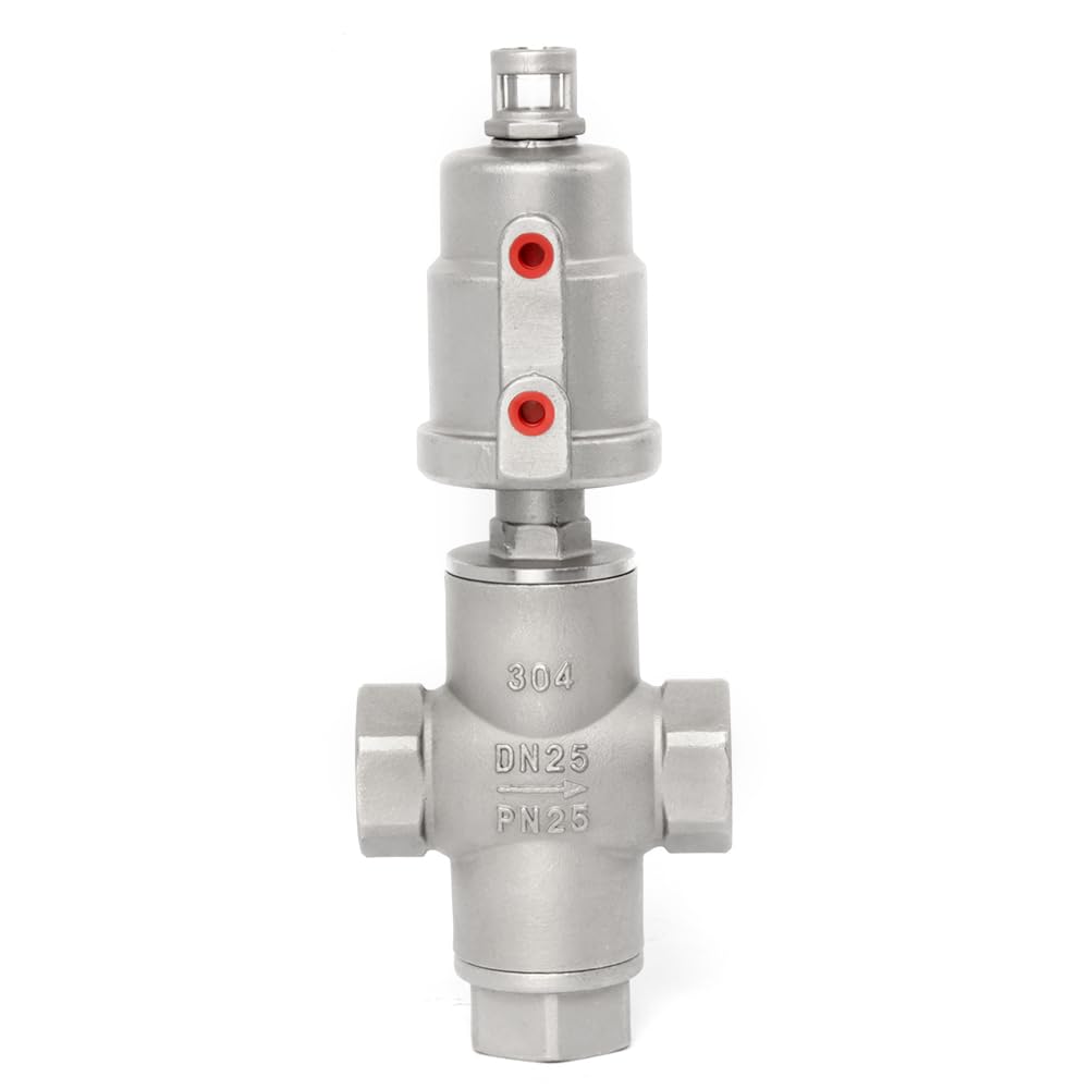 1 szt. Trójnik BSPT Tri Clamp 3-drożny ze stali nierdzewnej 304, pneumatycznie sterowany, kątowy zawór gniazdowy, typ gwintu(DN20,Steel Actuator)