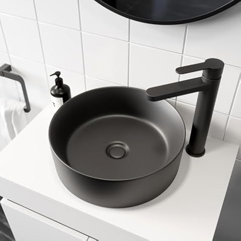 Affine Modern Matt Black Countertop Basin Cover