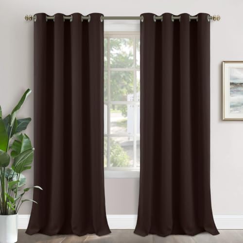 Image of YoungsTex Brown Blackout Curtains for Bedroom 96 Inches Long