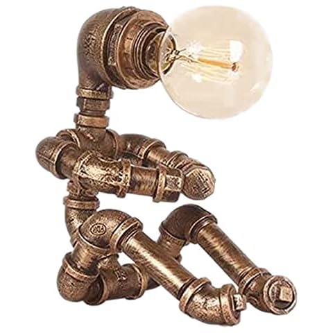 Jwdj Retro Lamps Steampunk Lamp Vintage Desk Lamp Dimmable Retro Industrial Desk Light Iron Pipe Table Lamp for Lounge Loft Living Room Kids Bedroom Decoration,TDB Cover