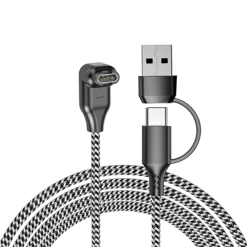 2-in-1 USB-C Charging Cable for Garmin Watch,3.3FT/1M Horizontal Charger Power Cord Compatible with Garmin Fenix 8 7 6 5 Series Forerunner 965 945 255 165 Venu 3 3S 2 2S Epix Pro Gen 2 Instinct 3 Grey