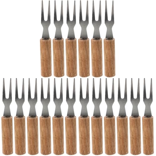 Sosoport Stainless Steel Barbecue Forks - 18 Pcs Corn on the Cob Holders with Wooden Handle - Multi-use Picnic Corn Skewers Meat Fork Barbecue Accessories