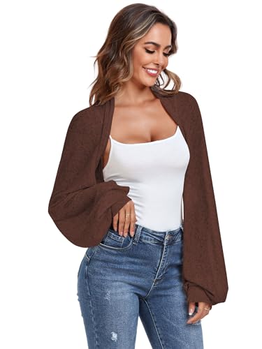 Image of ZAFUL Women's Sheer Shrug Y2K Long Sleeve Cardigans 2026 Irregular Tie Front Bolera