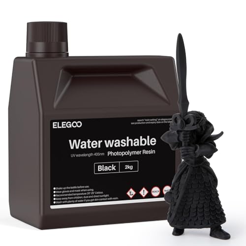 Image of ELEGOO Water Washable 3D Printer Resin LCD UV-Curing Resin 405nm Standard Photopolymer Resin for Mars Saturn Jupiter MSLA DLP LCD 3D Printing 2000Gram Black