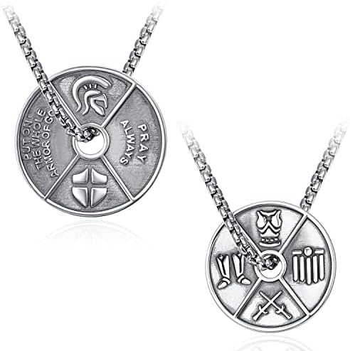 ADMETUS 925 Sterling Silver Amulet Necklace | Protection Necklace Patron Saints Jewellery for Men with 2.5mm 22"+2" Rolo Chain