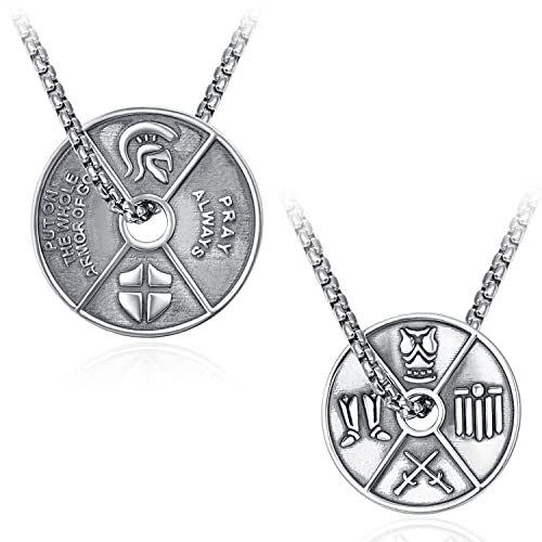 ADMETUS 925 Sterling Silver Saint Medal Necklace | Amulet Necklace Protection Jewelry for Men with 2.5mm 22"+2" Rolo Chain, Sterling Silver, No Gemstone