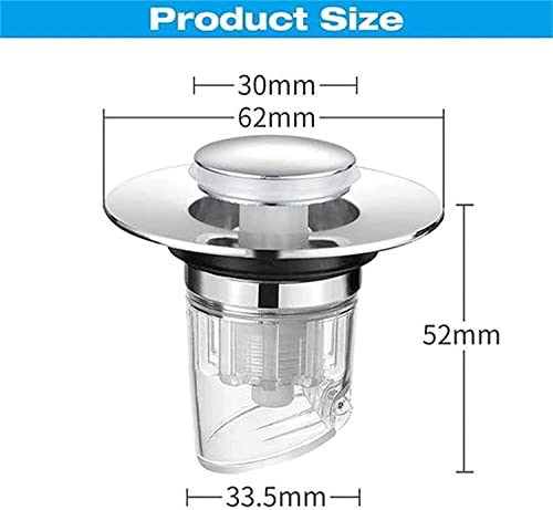 ZZHFC Triple Blockade Pop Up Sink Stopper,Upgraded Universal Bathroom Sink Stopper,Stainless Anti-Odor And Anti-Blocking with Detachable Basket Stopper, Use for Kitchen And Bathroom