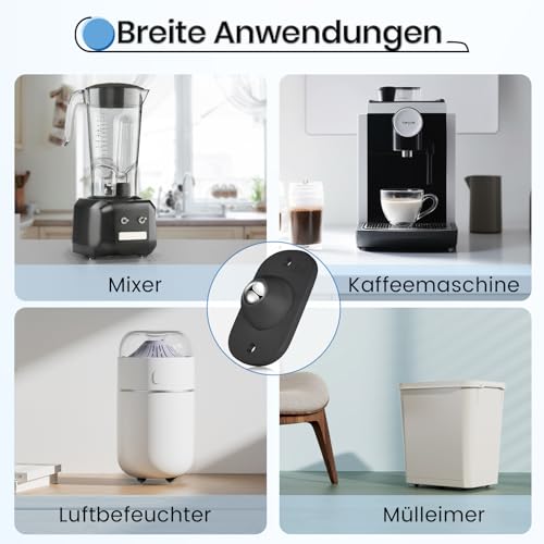 TRVL FIELDER Selbstklebende Mini-Rollen, Kugelrollen für Küchengeräte, 360° schwenkbare Universalrad-Rollen, Kleberolle für DIY, Mülleimer, Aufbewahrungsbox, Kleingeräte (8, Schwarz)