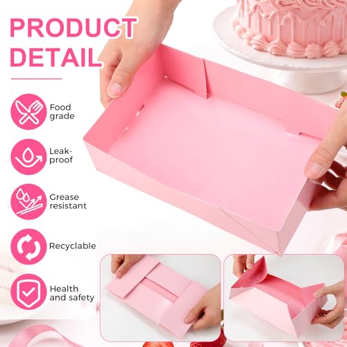 Image of Chinco 100 Pieces Paperboard Kraft Food Trays 4 Corner Pop up Food Tray Disposable Foldable Cardboard Movie Night Snack Party Container Box for Holding Drink at Stadiums or Theaters (Pink)