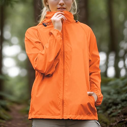 Women Rain Jacket With Hood Waterproof Lightweight Raincoat 2025 Fall Solid Color Casual Jackets Outdoor Hiking Coat2