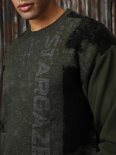 Image of High Star Men Knitted Acrylic Relaxed Fit Round Neck Long Sleeve Sweaters