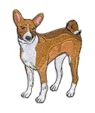 Patch brodé basenji, écusson thermocollant chien, 10 cm x 7 cm, basenji brodé