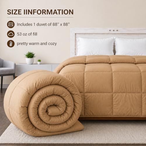 Image of Luxury Hotel Collection Cotton Comforter | All-Season Lightweight Quilt for Hot Sleepers | Plush, Breathable & Box-Stitched (Twin /Twin XL) Dark Ivory