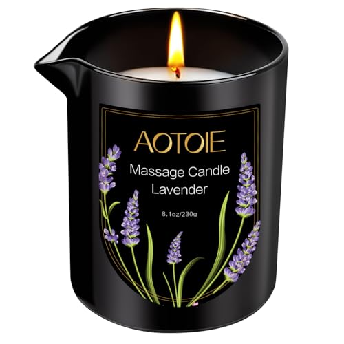 Massagekerze für Paare 240ml Niedrige Temperatur für Massage öl kerze und Home SPA- 100% Sojawachs Lavendel Massage kerze Zur Tiefen Entspannung & Stressabbau Geschenk für Frauen