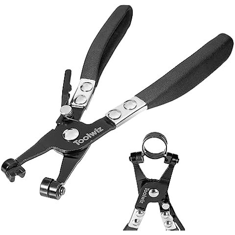Hose Clamp Pliers Heavy Duty Hose Clamp Tool with Locking Device and Non-Slip Handle Removal and Installation Tool for Ring-Type and Flat-Band Hose Clamps (Black) Cover