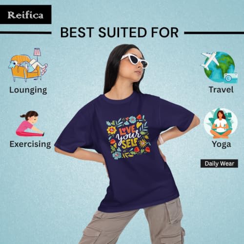 Image of Reifica 100% Pure Cotton Printed Half Sleeve Oversized Tshirts for Women Combo Pack of 2