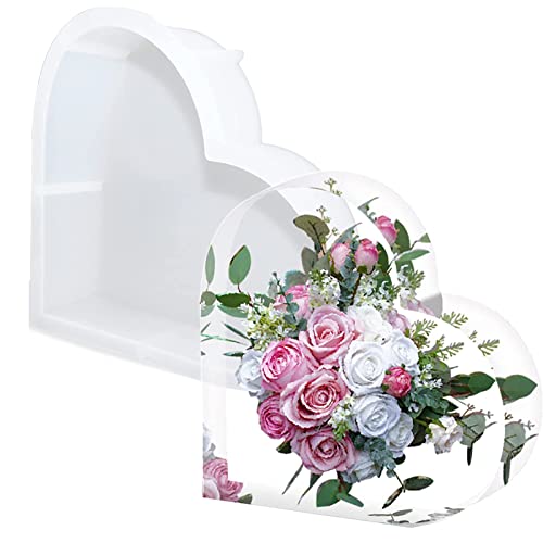 DDSHUN Resin Moulds Silicone Moulds Frame Epoxy Resin Photo Stand Craft Clear Crystal Bookshelf Resins Mould For Casting Beginners Art Making Desktop Decorations DIY Picture Frame (Heart)