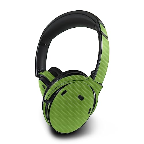 Image of MightySkins Carbon Fiber Skin Compatible with Bose QuietComfort 45 Headphones Solid Lime Green | Protective, Durable Textured Carbon Fiber Finish | Easy to Apply