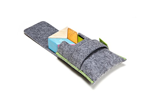 Image of 6 Piece Tegu Pocket Pouch Prism Magnetic Wooden Block Set, Tints