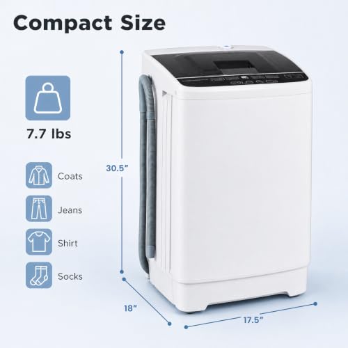 COSTWAY 7.7LBS Portable Washing Machine, Full-Automatic w/Drain Pump, White - Image 5
