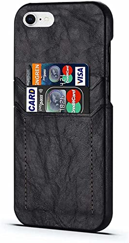 Protection iPhone SE 2022 cuir véritable étui arrière antichoc noir Svart