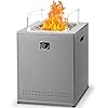 Fire pit table propane smokeless fire pit outside heater patio with lava rocksglass wind guard and cover20 square fire pit table for balcony garden outdoor camping deck backyardgrey  urban country home decor