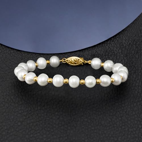 Ross-Simons 6-7mm Cultured Pearl Bracelet With 14kt Yellow Gold3