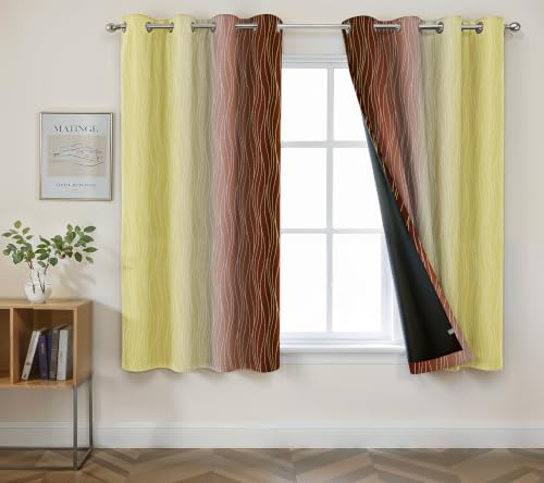 Image of Ultimate Trends Ombre Blackout Curtains for Bedroom Room Darkening Curtains for Living Room,Energy Saving,Thermal Insulated Grommet Window Drapes, Yellow and Brown, 5 FEET,2 Panels