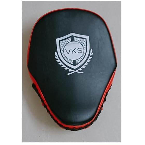 VKS Straight Focus Pads (50mm Padding)/Punching Mitts for Boxing/MMA/Muay Thai/Kickboxing/Karate/TAEKWANDO (RED-Black) 1 Pair