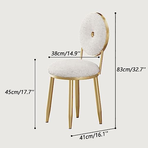 Taburete de maquillaje ergonómico con respaldo de lana de cordero para tocador moderno blanco 2