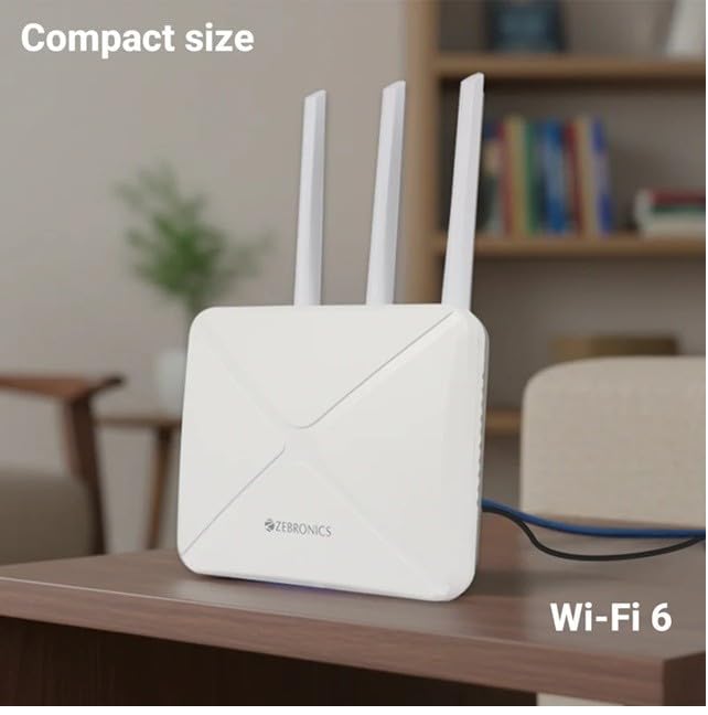 Image of Zebronics WR3004G Wi-Fi 6 Router with 4G /5G Sim Card Compatible, High-Speed Antenna, LAN /WAN Port Auto Switching, WPA2-PSK Security