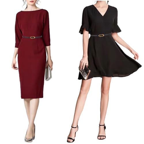 Women's Belt Slim Skinny Genuine Leather Belt For Dress Pants, Gold Bronze Oval Organic Shape Buckle Soft Waistband3