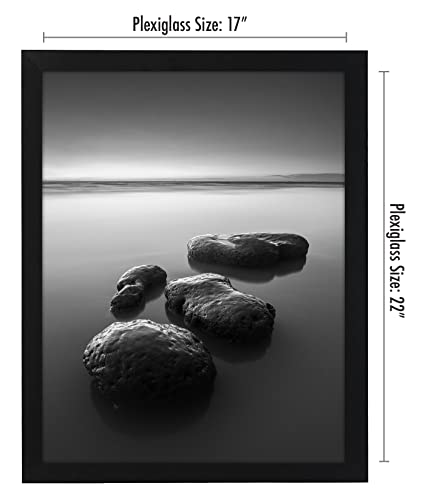 Americanflat 17x22 Picture Frame with Polished Plexiglass - Black Picture Frame - Wide Photo Frames Made of Engineered Wood for Vertical or Horizontal Wall Display - Epic Collection - Black