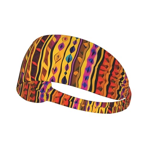 Diadema deportiva ancha con estampado bohemio de arte popular mexicano para hombres y mujeres, banda de sudor que absorbe la humedad para correr, gimnasio